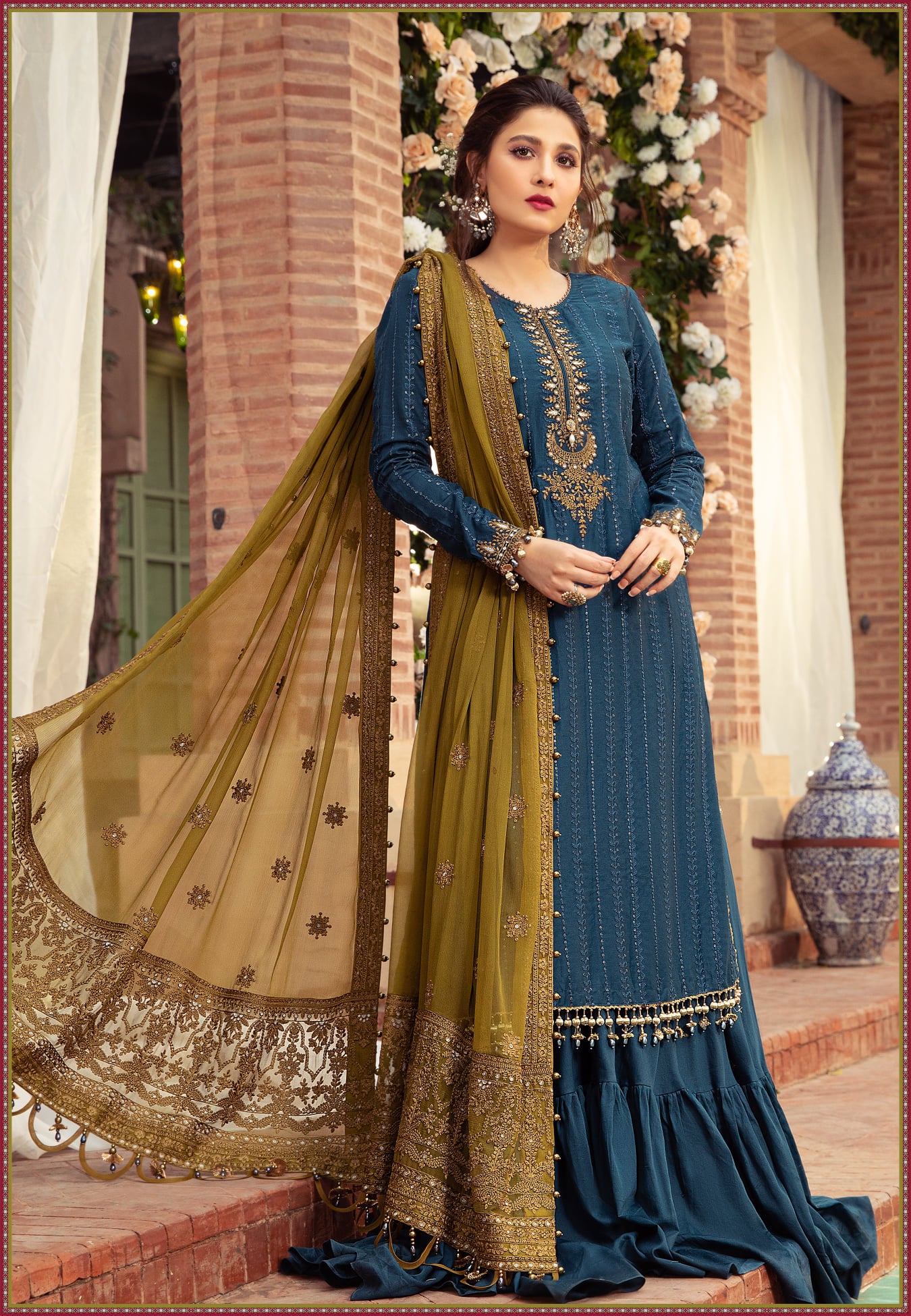 Heavy Embroidered Party Wear Dress 2024 (DZ16846)