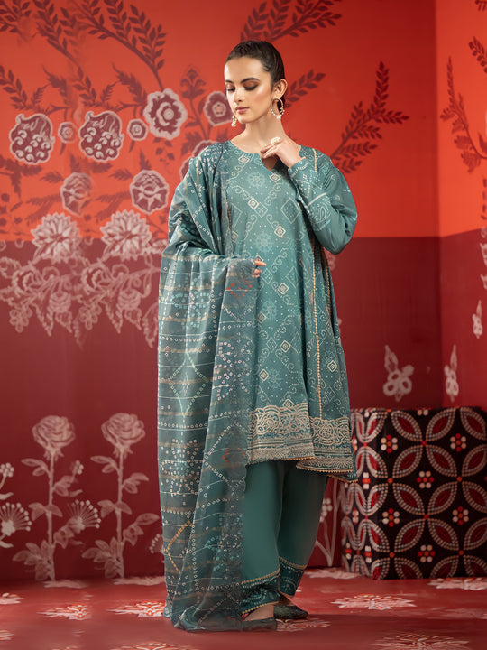 Lakhany: Unstitched Lawn 3-Piece Ensemble with Exquisite Digital Print