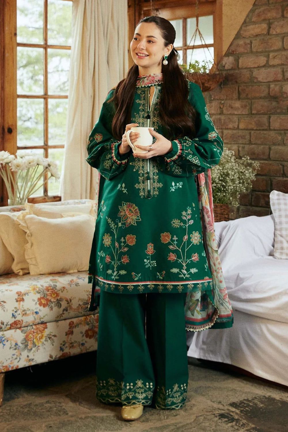 COCO 3pc Unstitched Green Wedding Winter Collection  CODE :AZ