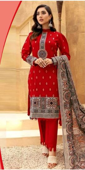 BAREEZE 3pc Unstitched Top Trending Wedding Winter Collection