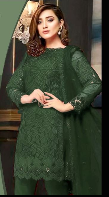 BAREEZE 3pc Greenish Unstitched Wedding Winter Collection