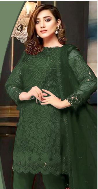 BAREEZE 3pc Greenish Unstitched Wedding Winter Collection